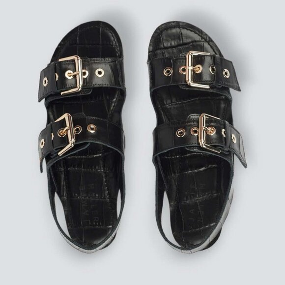 Jamie Haller Double Buckle Slides Black Croc size 39 - Picture 2 of 7